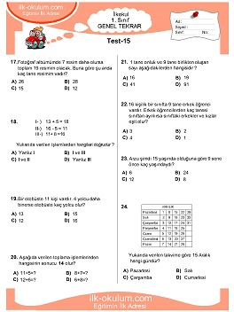 ilkokul 1. Sınıf Genel Tekrar Testleri 